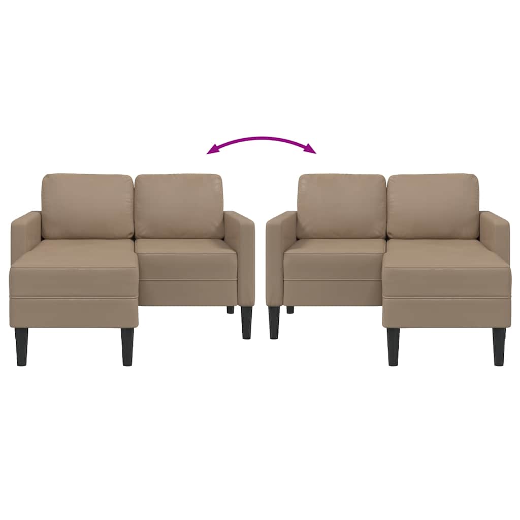 Sofá 2 lugares com Chaise em L 125 cm couro artificial