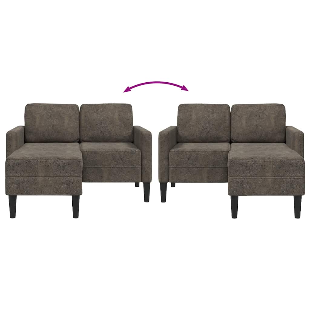 Sofá 2 lugares com Chaise em L 125 cm couro artificial