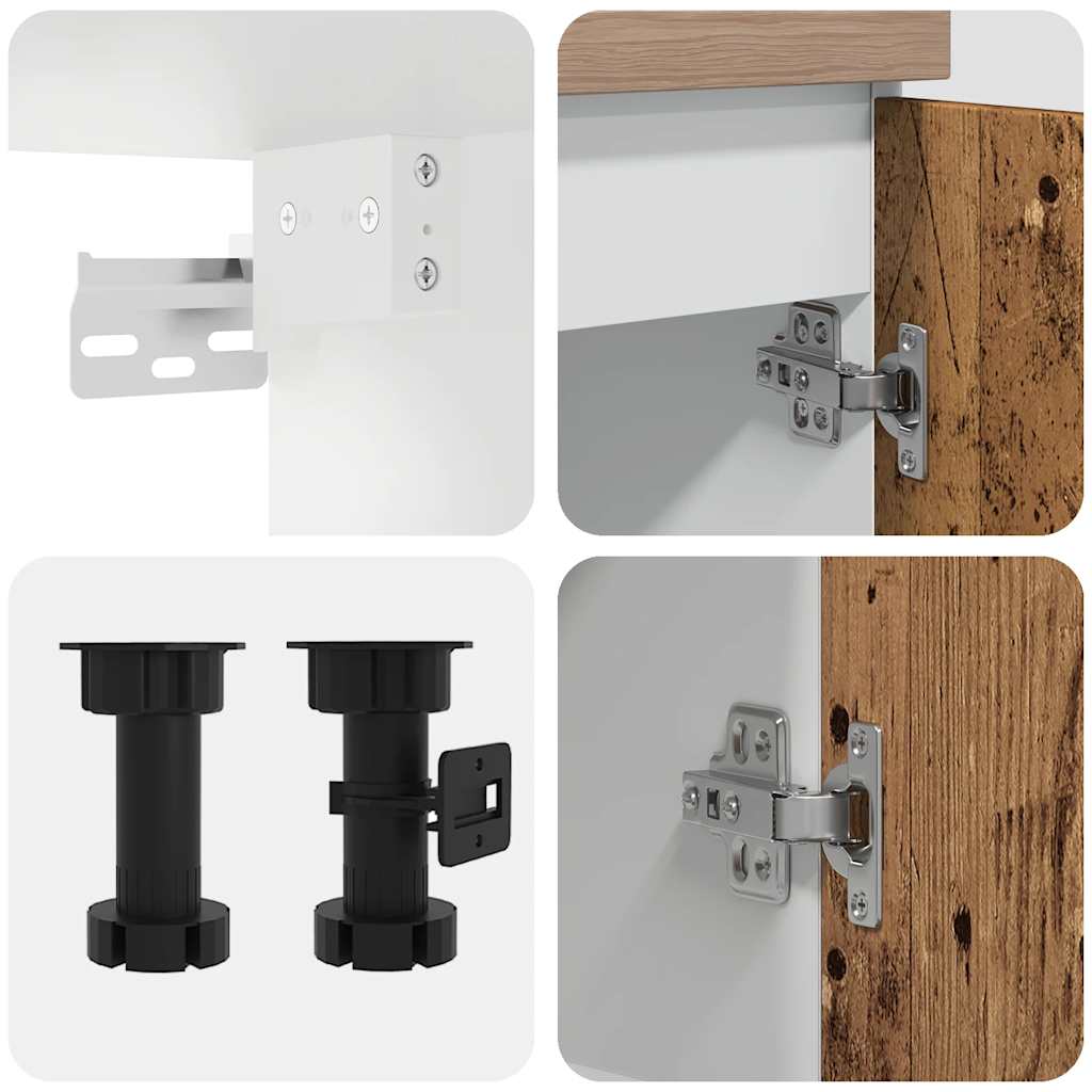 4 pcs armário de cozinha conjunto deriv. madeira Lyon madeira velha