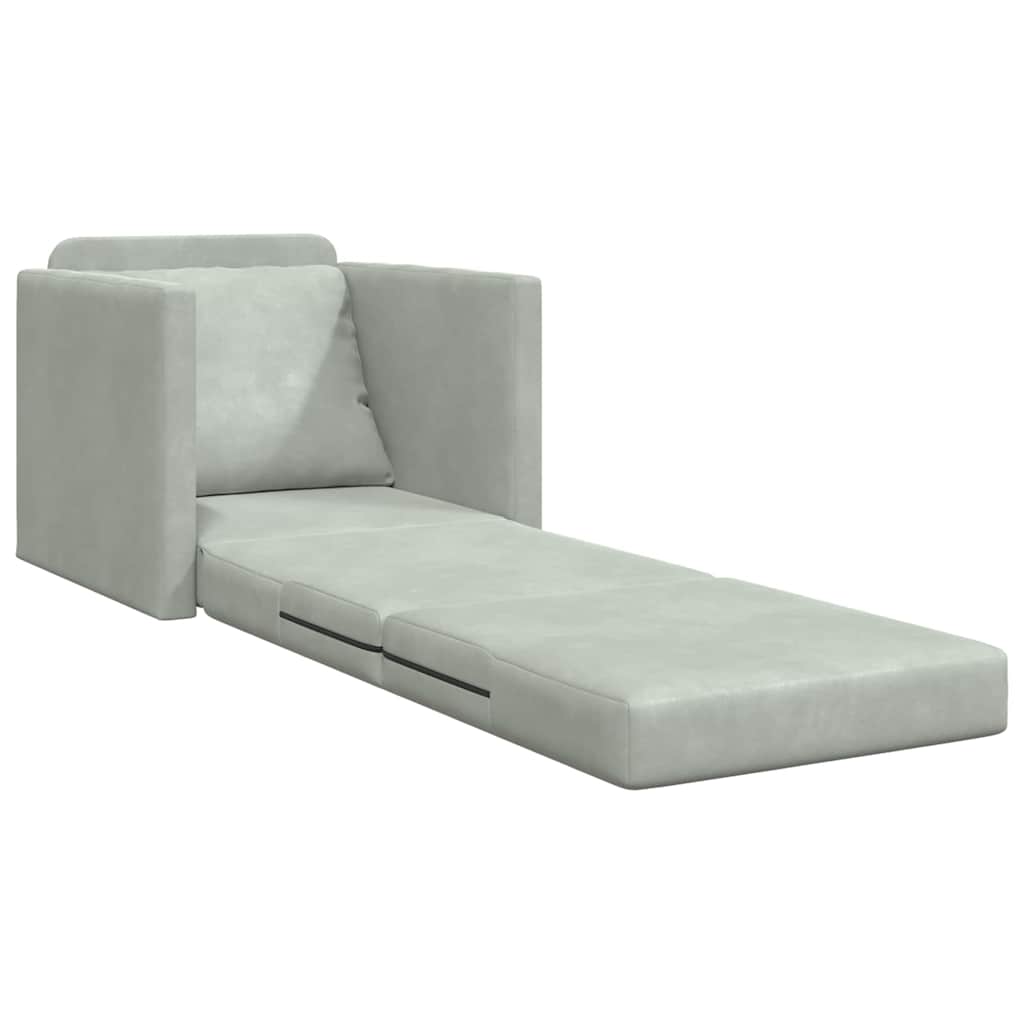 Sofá-Cama com almofada Cinzento-claro 74 x 77 x 81 cm Veludo