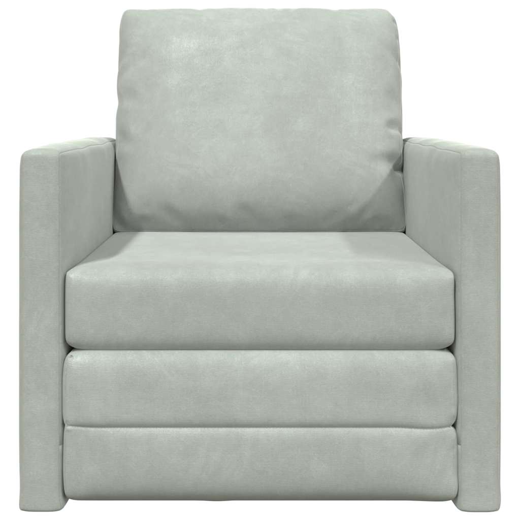 Sofá-Cama com almofada Cinzento-claro 74 x 77 x 81 cm Veludo