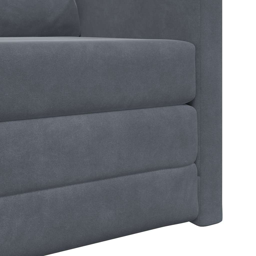 Sofá-Cama com almofada Cinzento escuro 74 x 77 x 81 cm Veludo