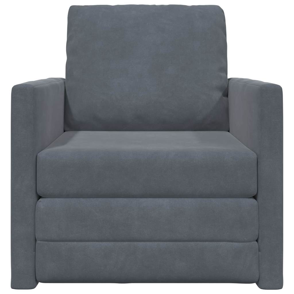 Sofá-Cama com almofada Cinzento escuro 74 x 77 x 81 cm Veludo
