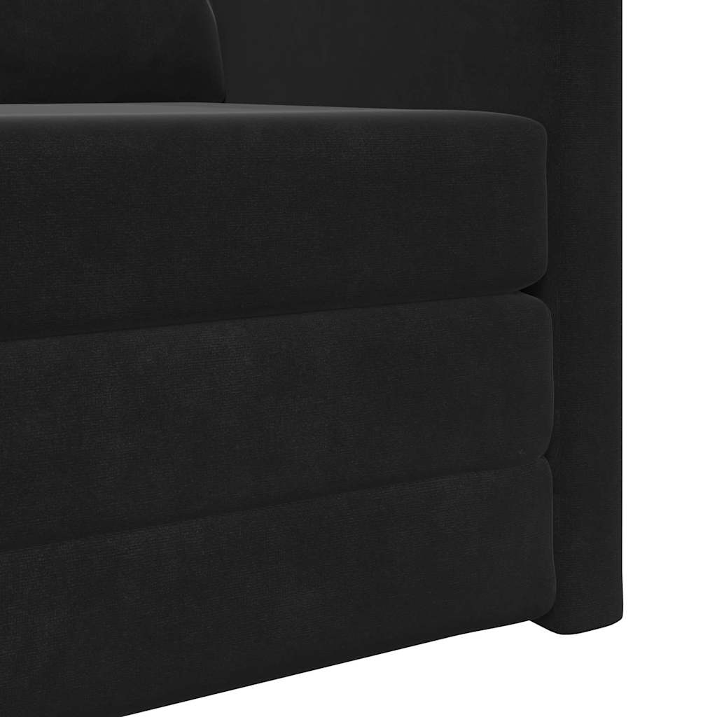 Sofá-Cama com almofada Preto 74 x 77 x 81 cm Veludo