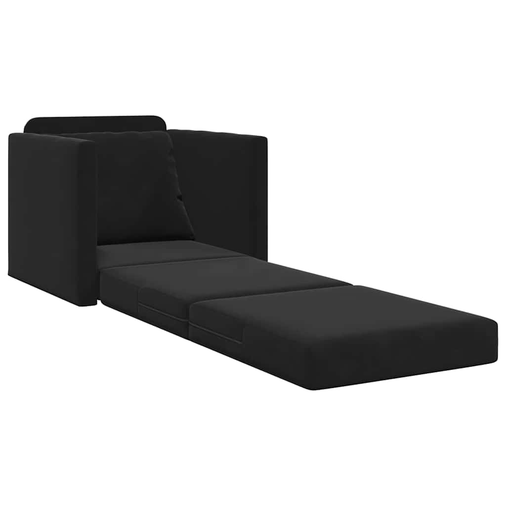 Sofá-Cama com almofada Preto 74 x 77 x 81 cm Veludo