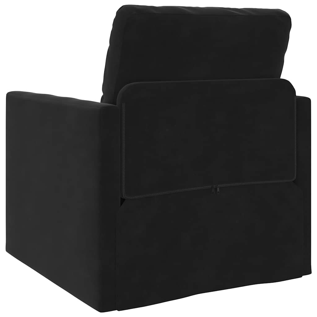 Sofá-Cama com almofada Preto 74 x 77 x 81 cm Veludo