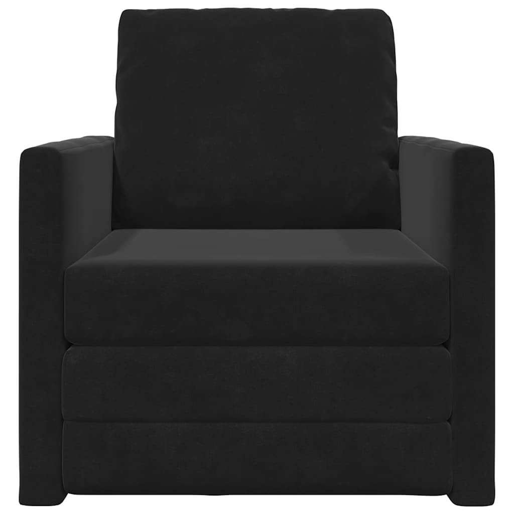 Sofá-Cama com almofada Preto 74 x 77 x 81 cm Veludo