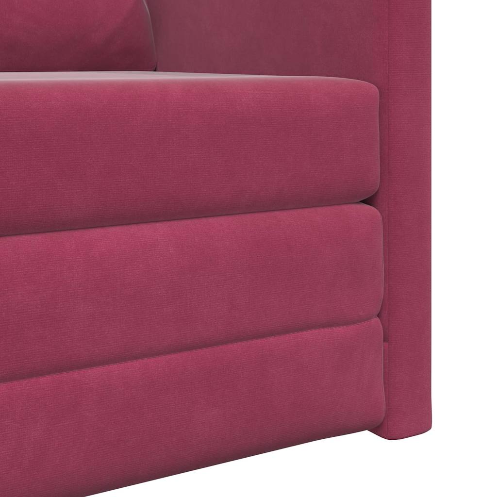 Sofá-Cama com almofada vermelho tinto 74 x 77 x 81 cm Veludo