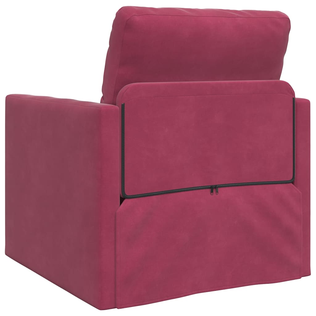 Sofá-Cama com almofada vermelho tinto 74 x 77 x 81 cm Veludo
