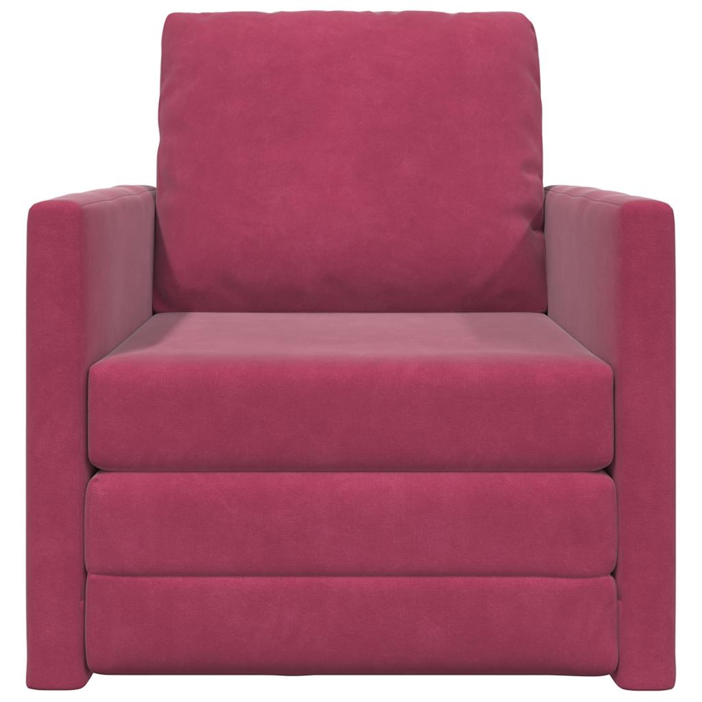 Sofá-Cama com almofada vermelho tinto 74 x 77 x 81 cm Veludo