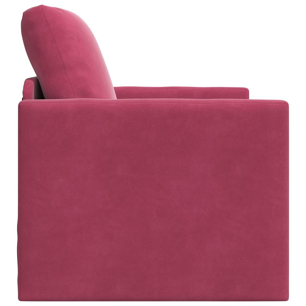 Sofá-Cama com almofada vermelho tinto 74 x 77 x 81 cm Veludo
