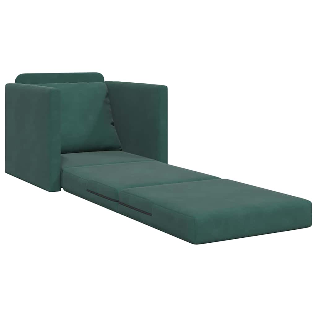 Sofá-Cama com almofada Verde-escuro 74 x 77 x 81 cm Veludo