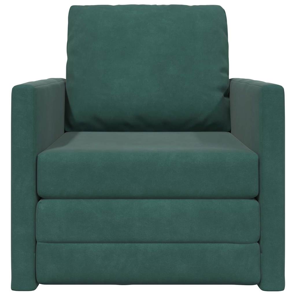 Sofá-Cama com almofada Verde-escuro 74 x 77 x 81 cm Veludo