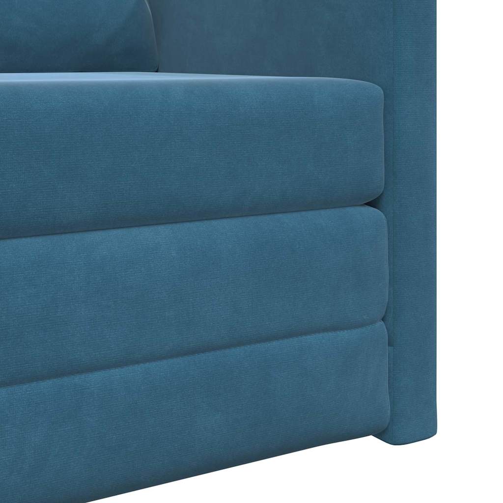 Sofá-Cama com almofada Azul 74 x 77 x 81 cm Veludo