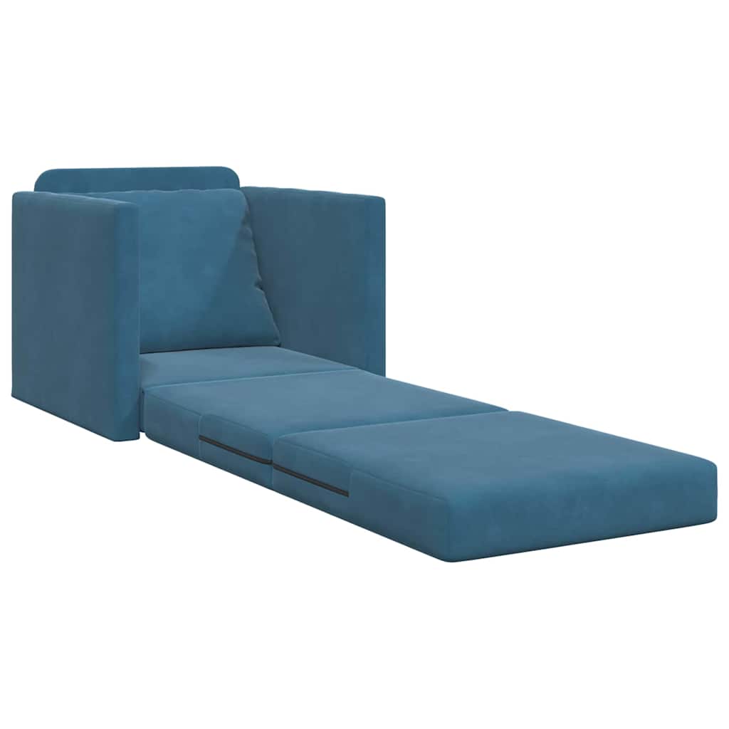 Sofá-Cama com almofada Azul 74 x 77 x 81 cm Veludo