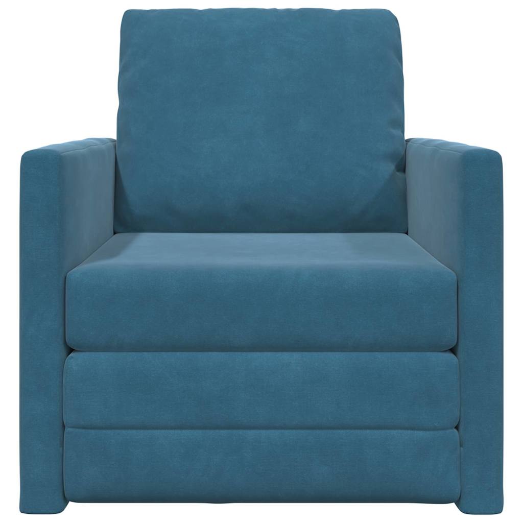 Sofá-Cama com almofada Azul 74 x 77 x 81 cm Veludo
