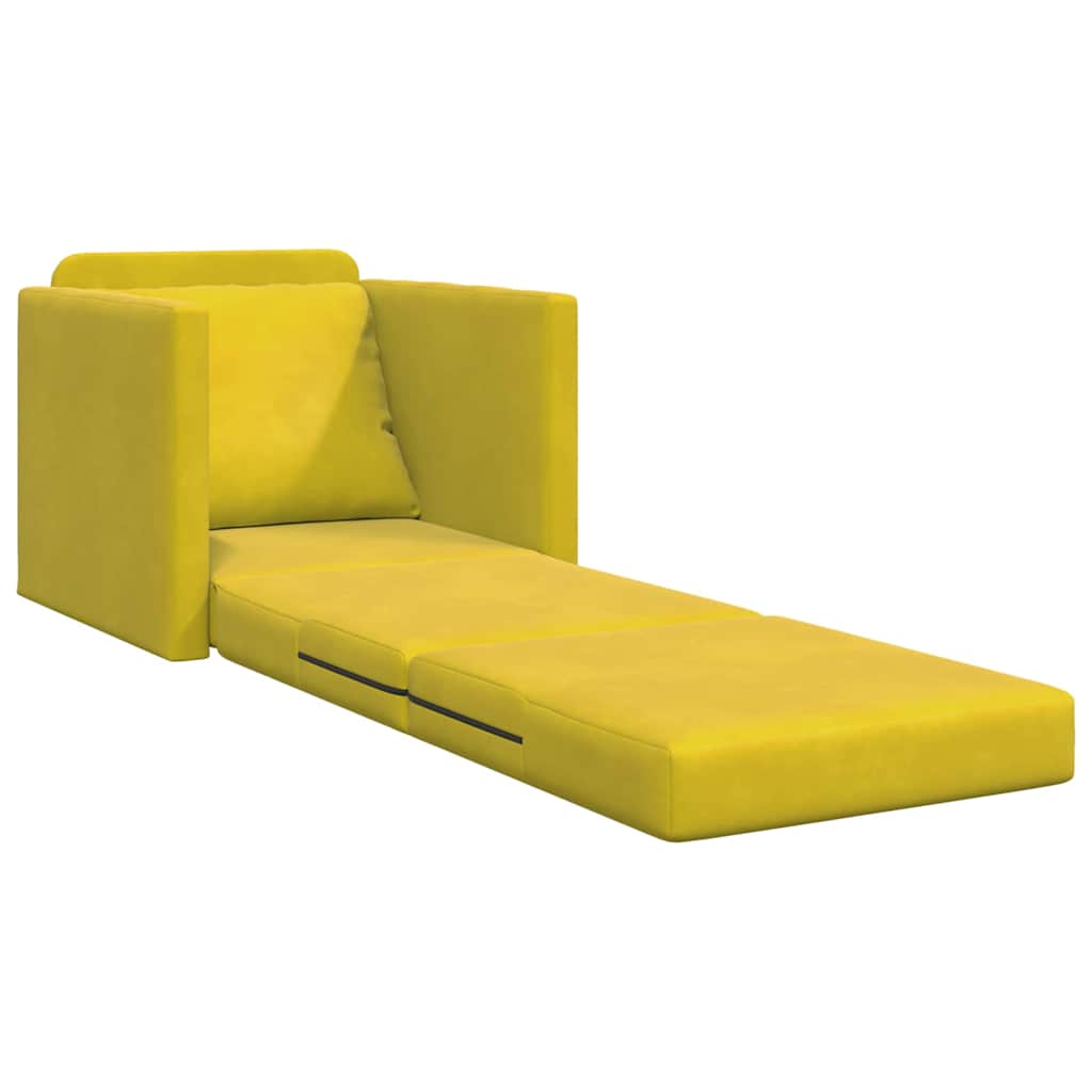 Sofá-Cama com almofada Amarelo-escuro 74 x 77 x 81 cm Veludo