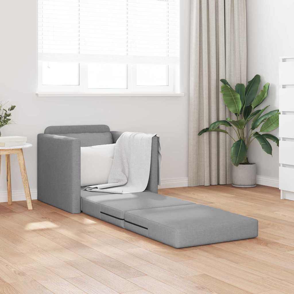 Sofá-Cama de Chão Cinzento-claro 74 x 77 x 81 cm tecido