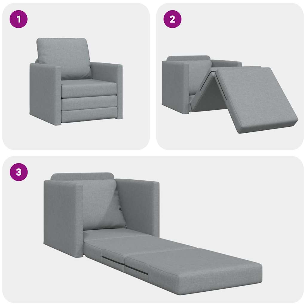 Sofá-Cama de Chão Cinzento-claro 74 x 77 x 81 cm tecido