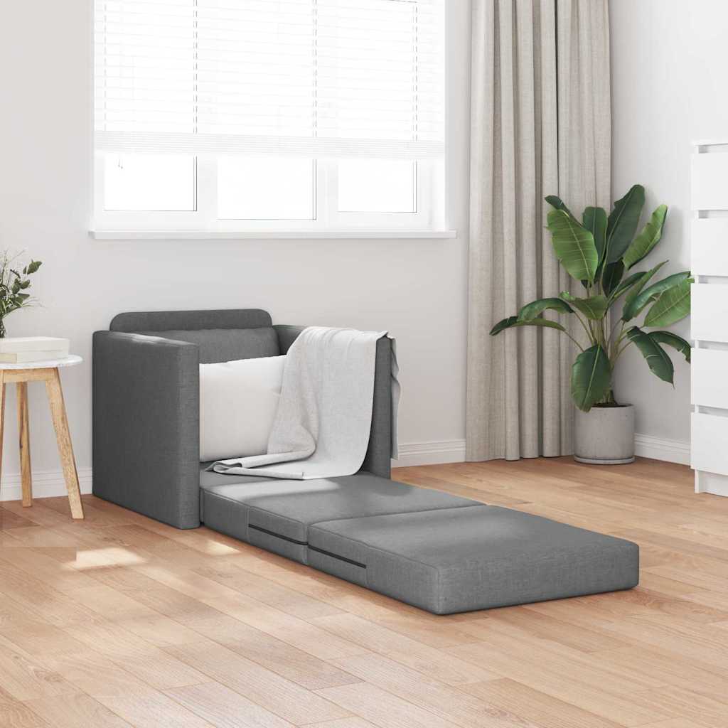 Sofá-Cama de Chão Cinzento escuro 74 x 77 x 81 cm tecido