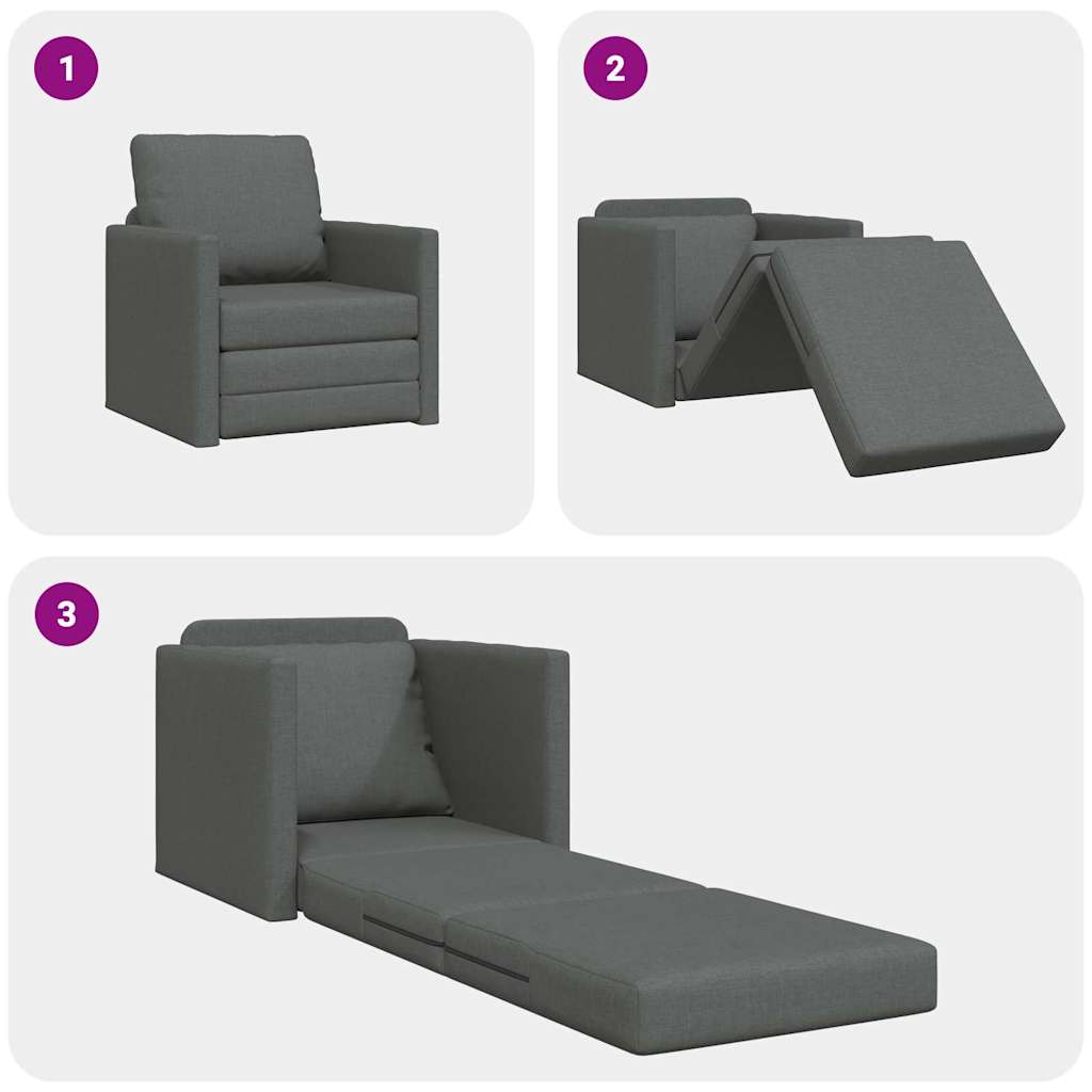 Sofá-Cama de Chão Cinzento escuro 74 x 77 x 81 cm tecido