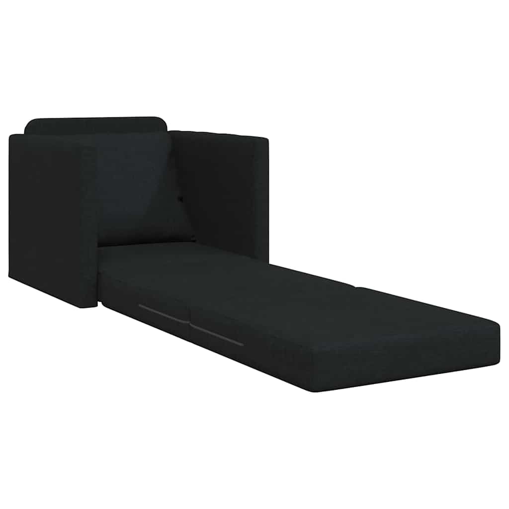 Sofá-Cama de Chão com almofada Preto 74 x 77 x 81 cm tecido