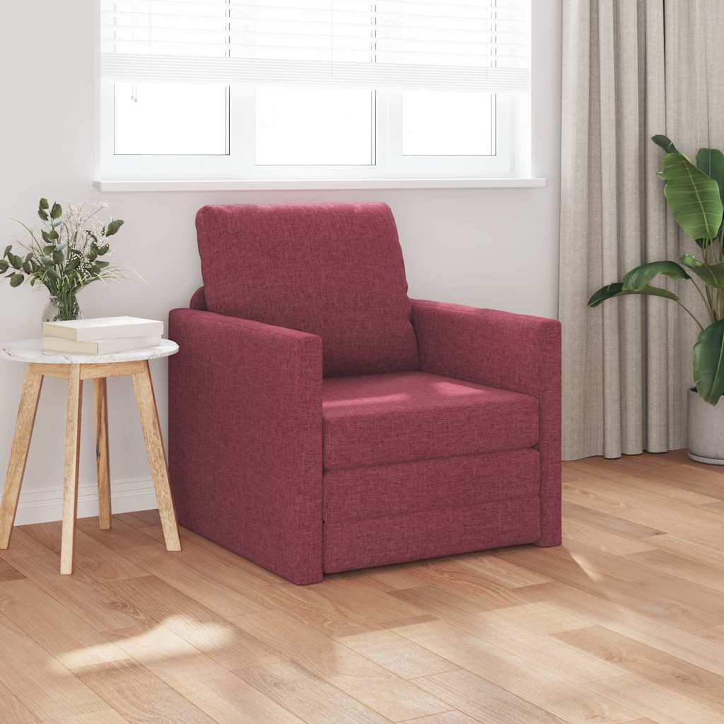 Sofá-Cama de Chão vermelho tinto 74 x 77 x 81 cm tecido