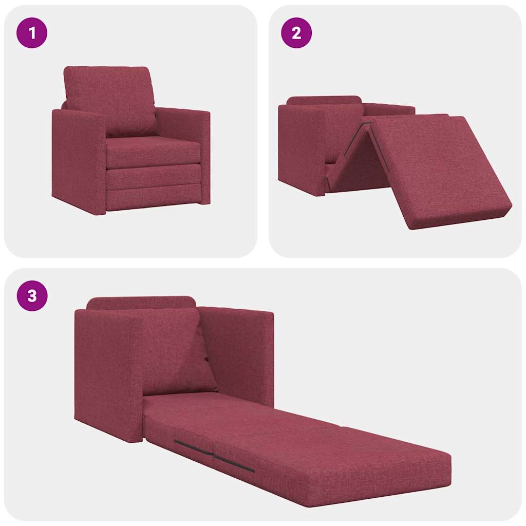 Sofá-Cama de Chão vermelho tinto 74 x 77 x 81 cm tecido