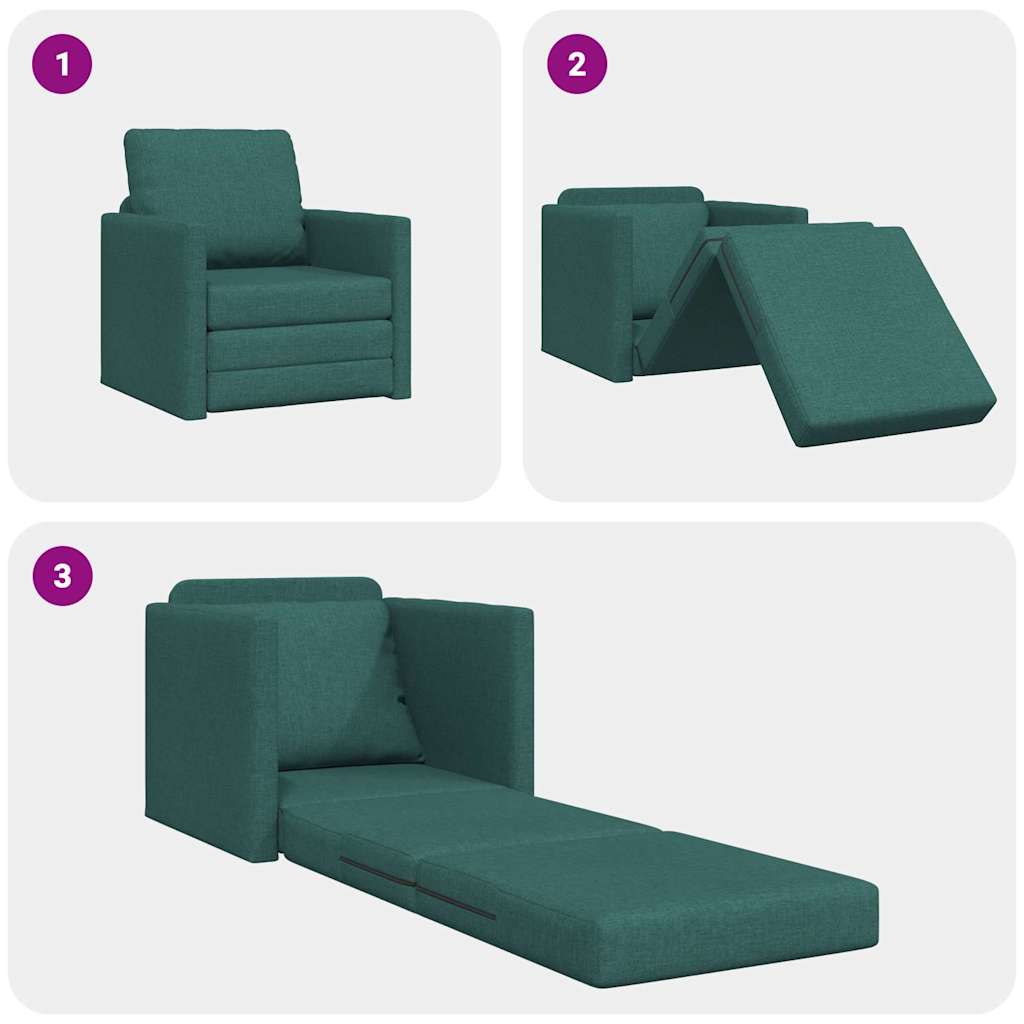 Sofá-Cama de Chão Verde-escuro 74 x 77 x 81 cm tecido