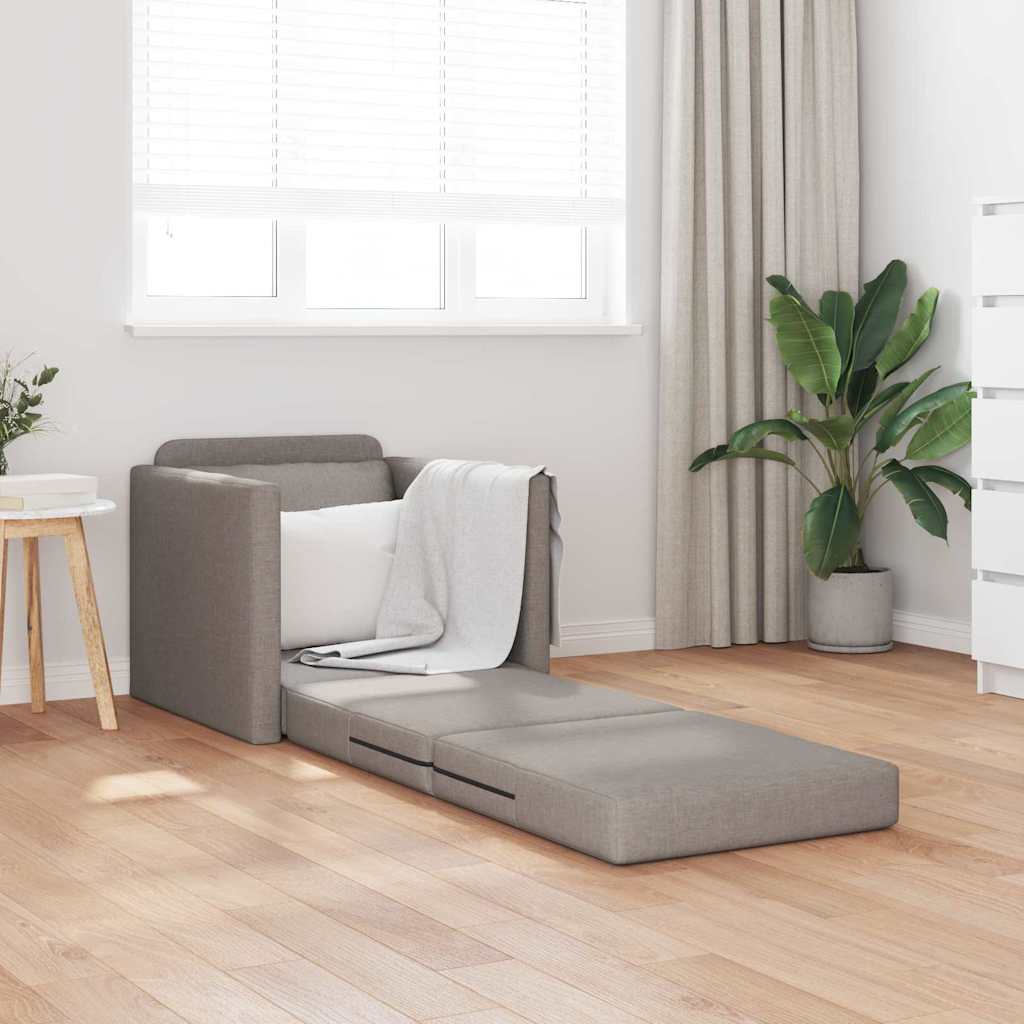 Sofá-Cama de Chão Cinzento-acastanhado 74 x 77 x 81 cm tecido