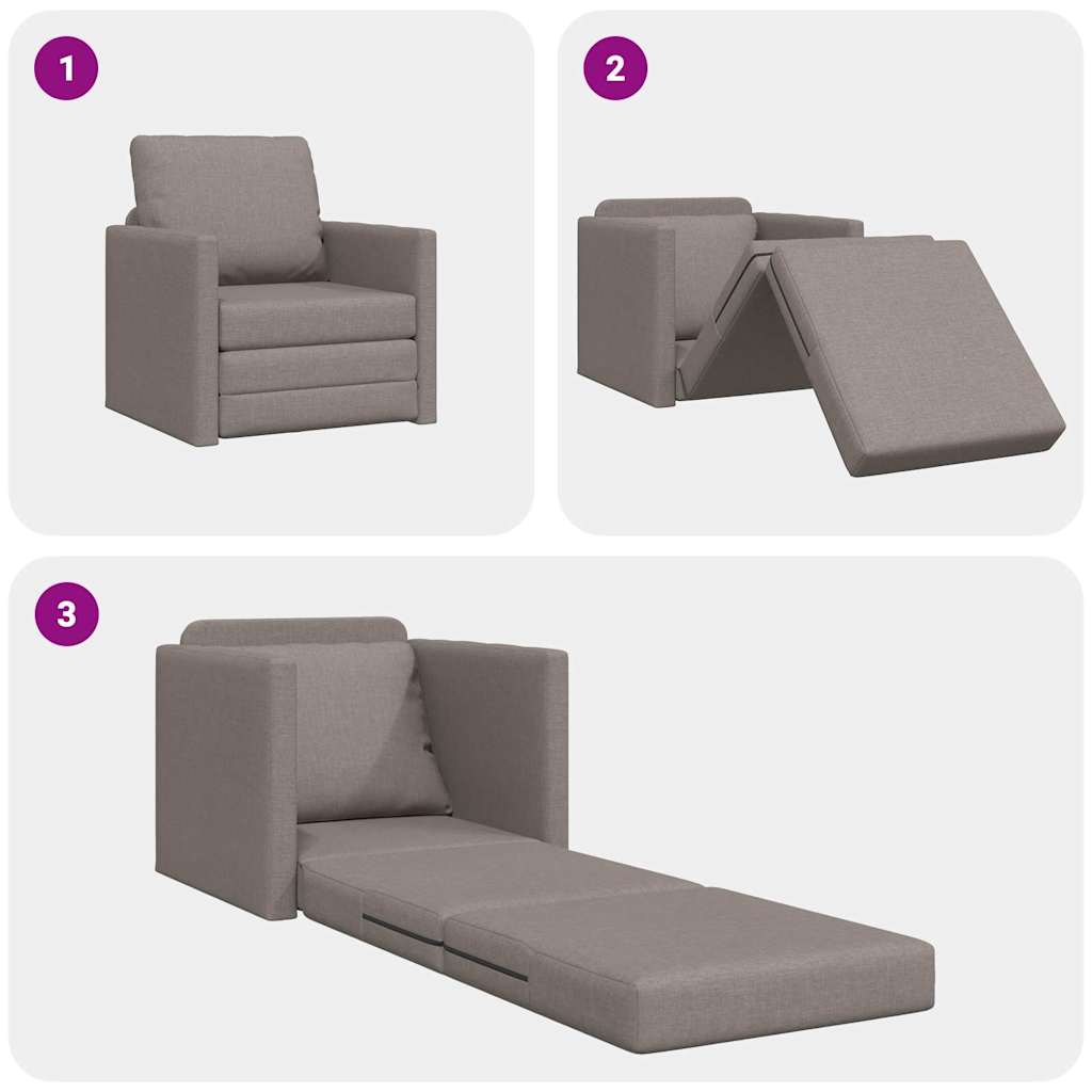 Sofá-Cama de Chão Cinzento-acastanhado 74 x 77 x 81 cm tecido
