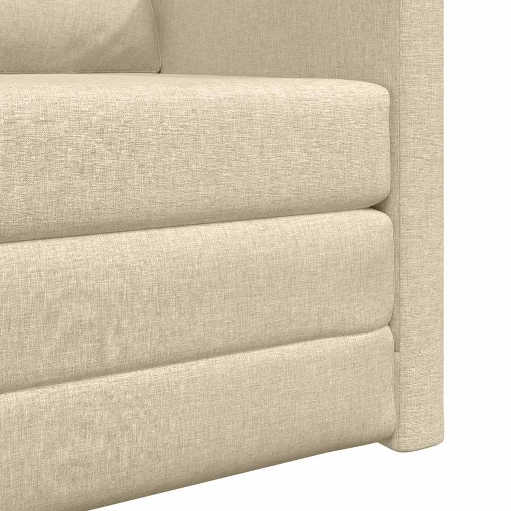 Sofá-Cama de Chão com almofada Creme 74 x 77 x 81 cm tecido