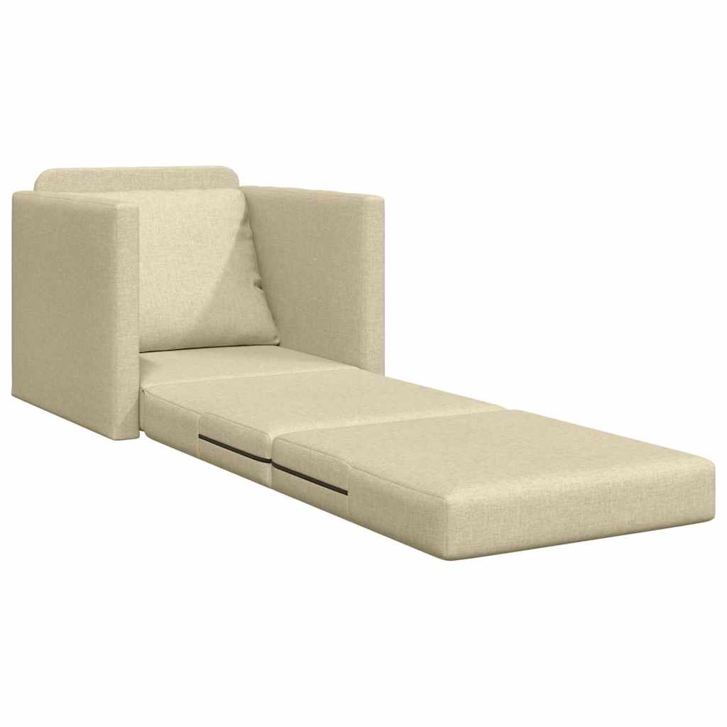 Sofá-Cama de Chão com almofada Creme 74 x 77 x 81 cm tecido