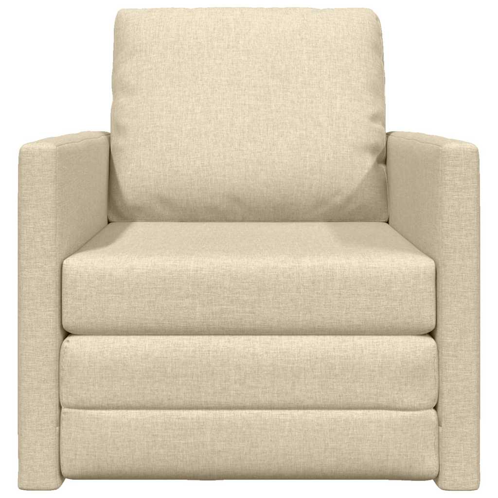 Sofá-Cama de Chão com almofada Creme 74 x 77 x 81 cm tecido