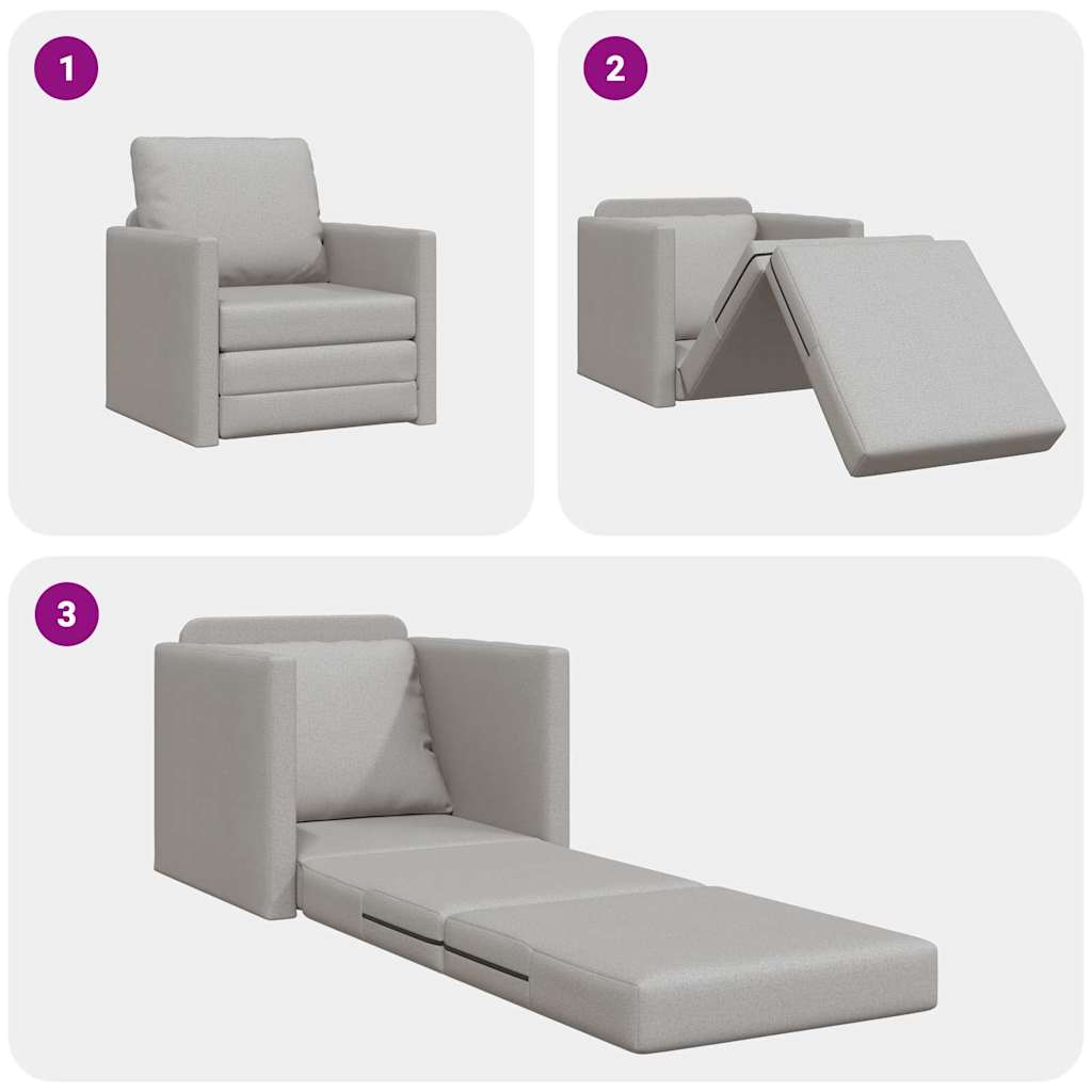 Sofá-Cama de Chão Cinza Nuvem 74 x 77 x 81 cm tecido