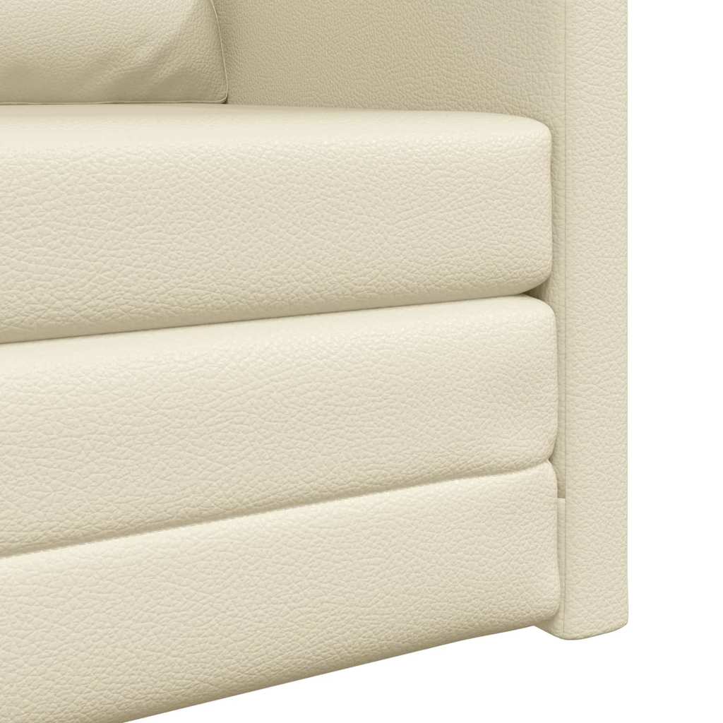 Sofá-cama de chão Creme 74 x 77 x 81 cm Couro sintético