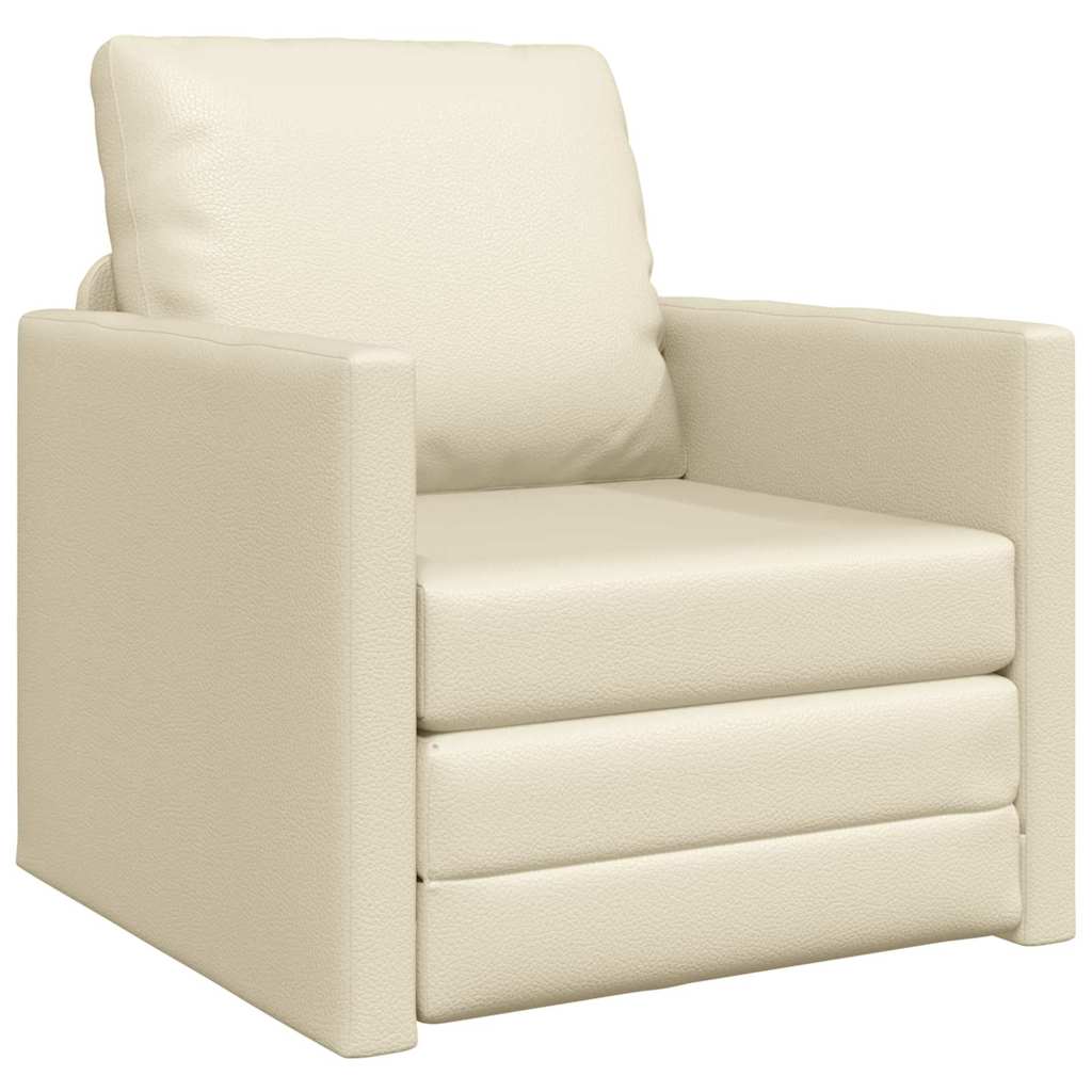 Sofá-cama de chão Creme 74 x 77 x 81 cm Couro sintético