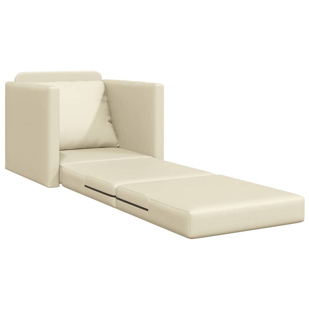 Sofá-cama de chão Creme 74 x 77 x 81 cm Couro sintético