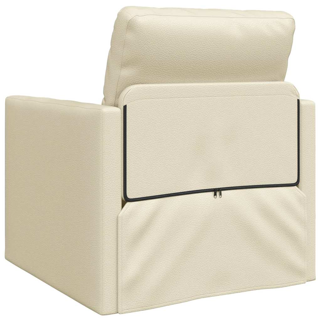 Sofá-cama de chão Creme 74 x 77 x 81 cm Couro sintético