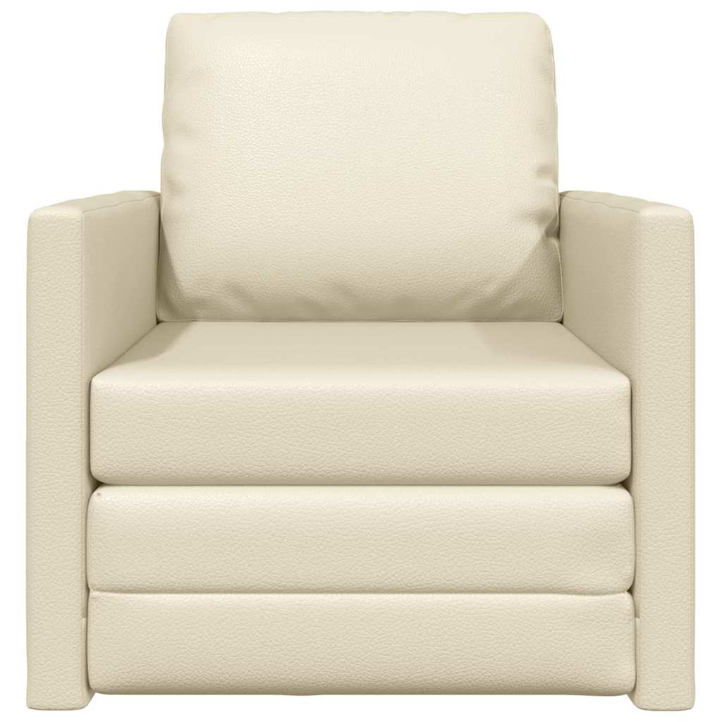 Sofá-cama de chão Creme 74 x 77 x 81 cm Couro sintético