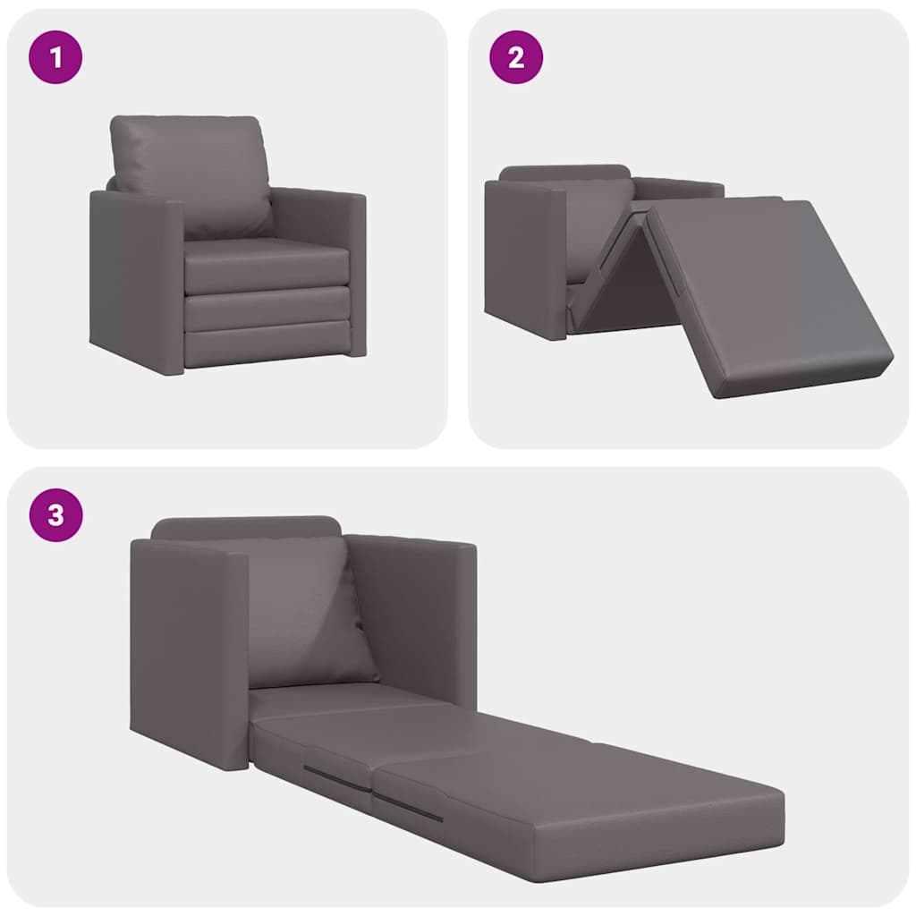 Sofá-cama de chão Cinzeto 74 x 77 x 81 cm Couro sintético