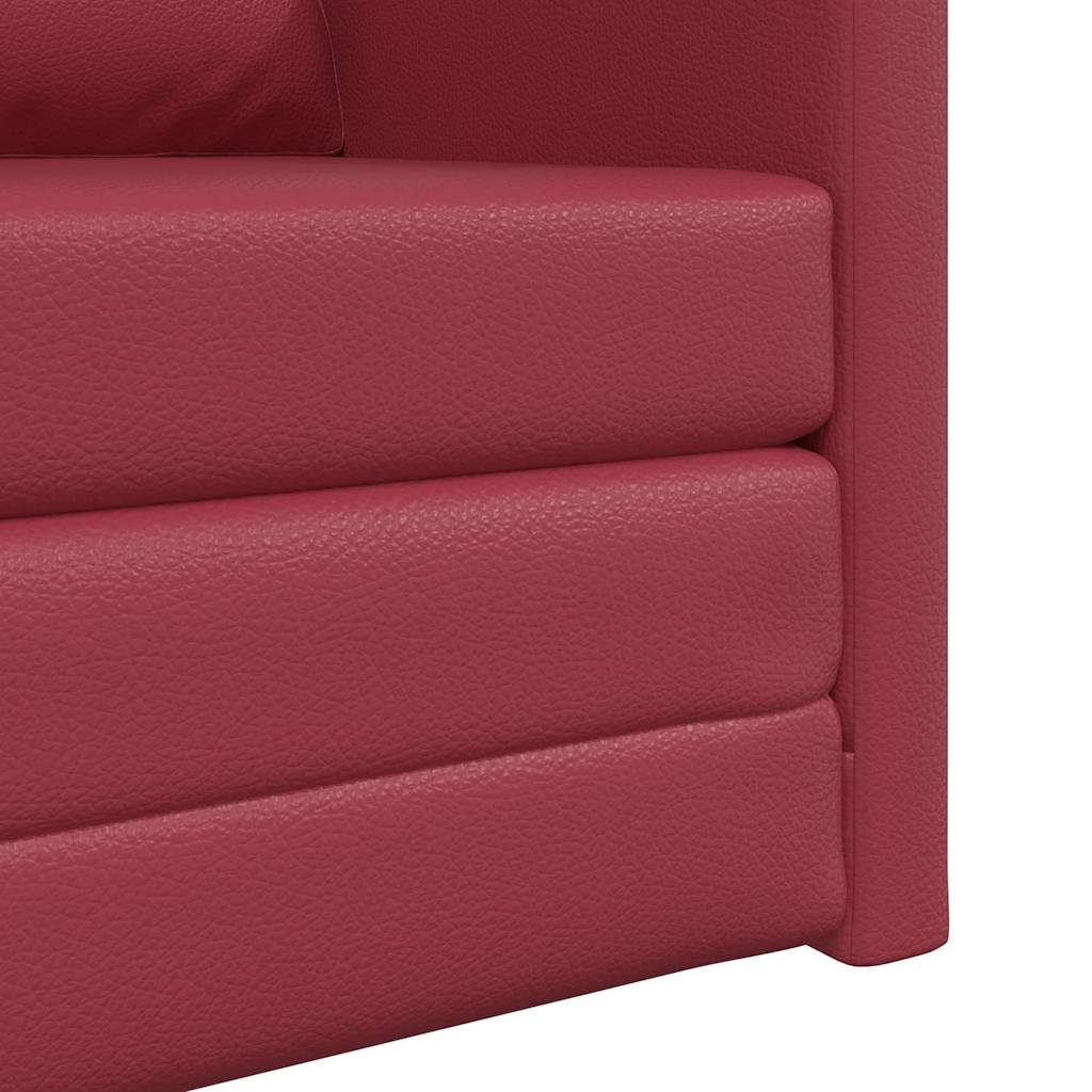 Sofá-cama de chão com almofada vermelho tinto 74 x 77 x 81 cm