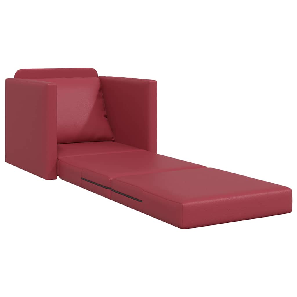 Sofá-cama de chão com almofada vermelho tinto 74 x 77 x 81 cm