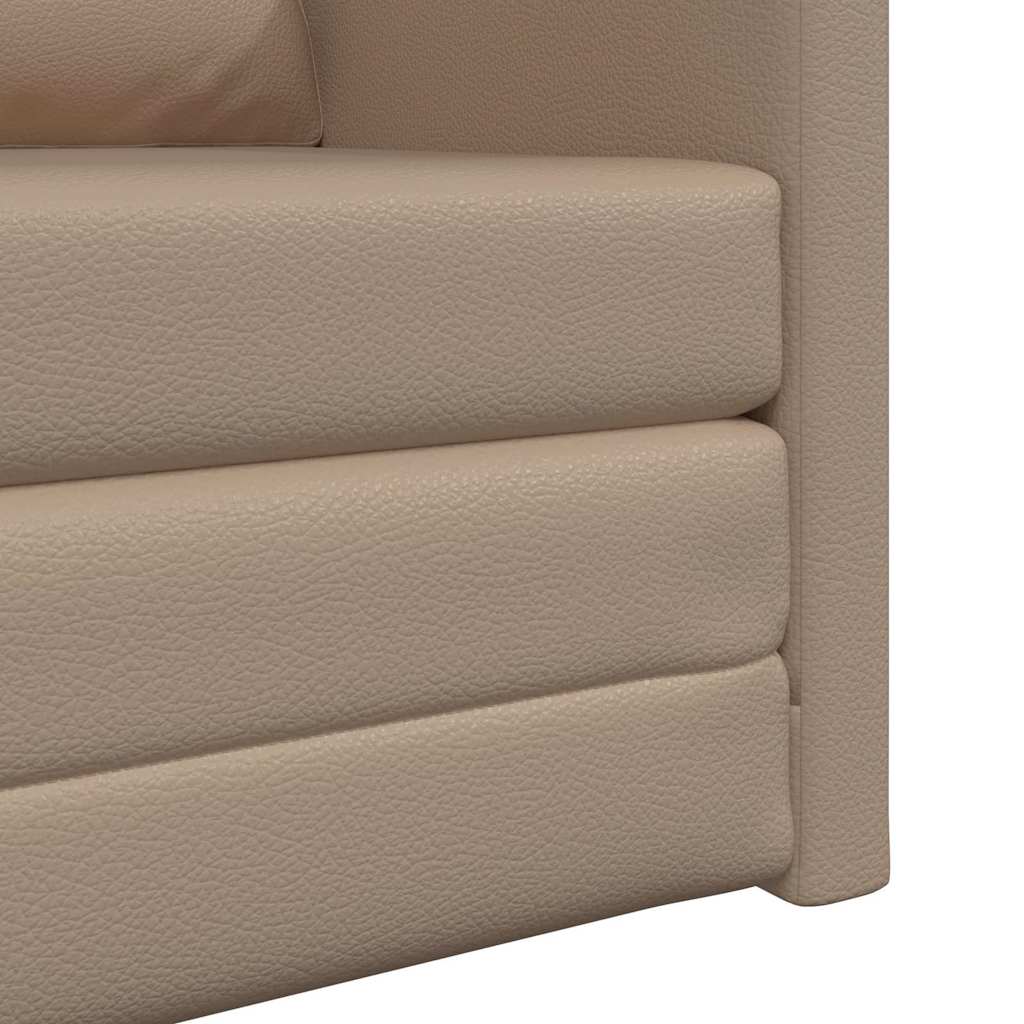 Sofá-cama de chão Cappuccino 74 x 77 x 81 cm Couro sintético