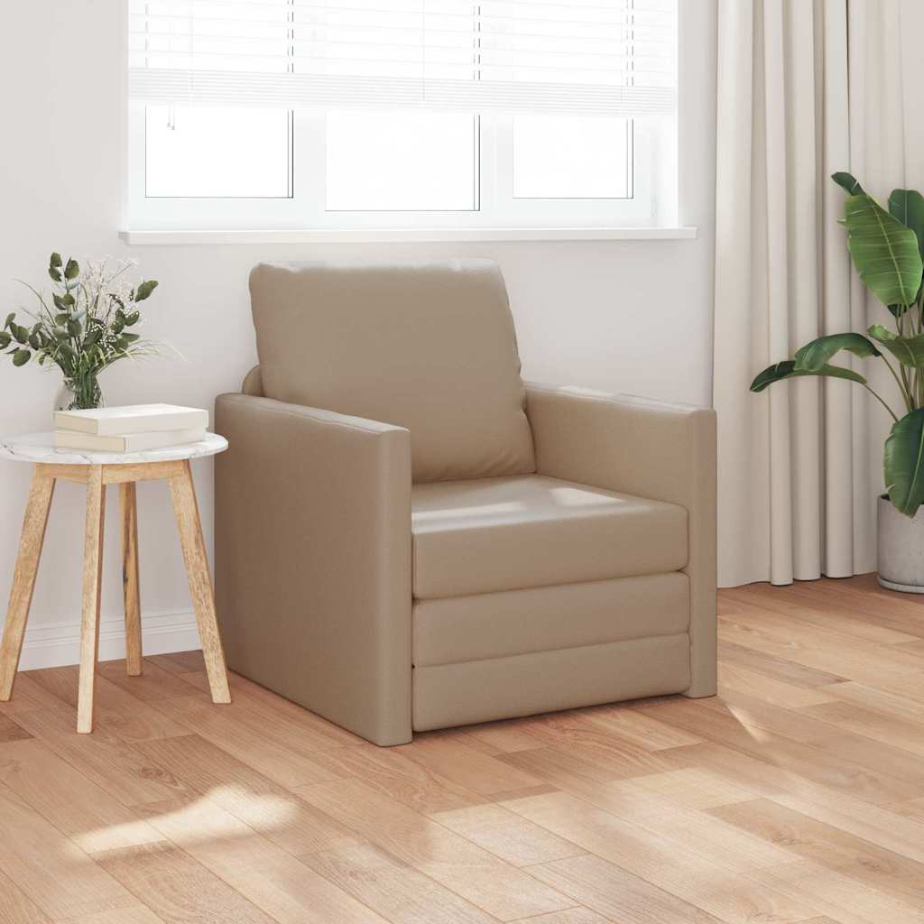 Sofá-cama de chão Cappuccino 74 x 77 x 81 cm Couro sintético