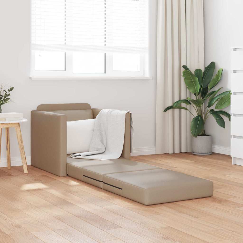 Sofá-cama de chão Cappuccino 74 x 77 x 81 cm Couro sintético