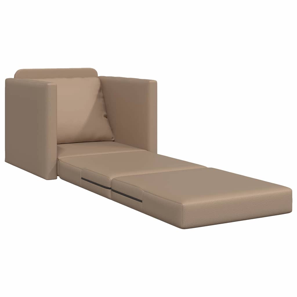 Sofá-cama de chão Cappuccino 74 x 77 x 81 cm Couro sintético