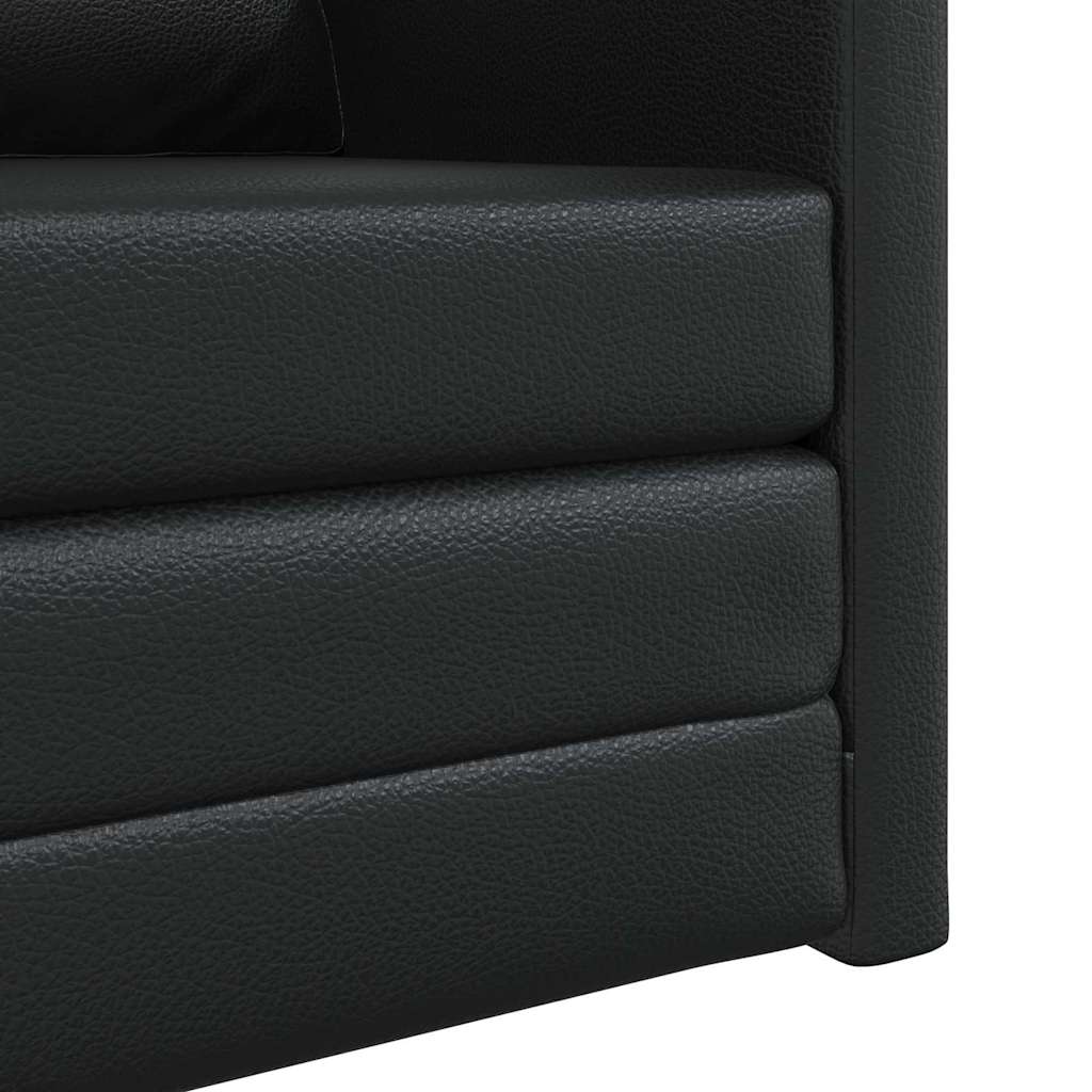 Sofá-cama de chão Preto 74 x 77 x 81 cm Couro sintético