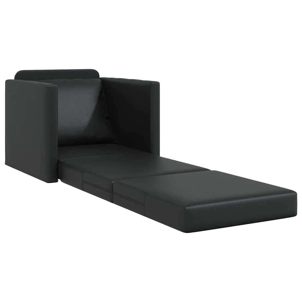 Sofá-cama de chão Preto 74 x 77 x 81 cm Couro sintético