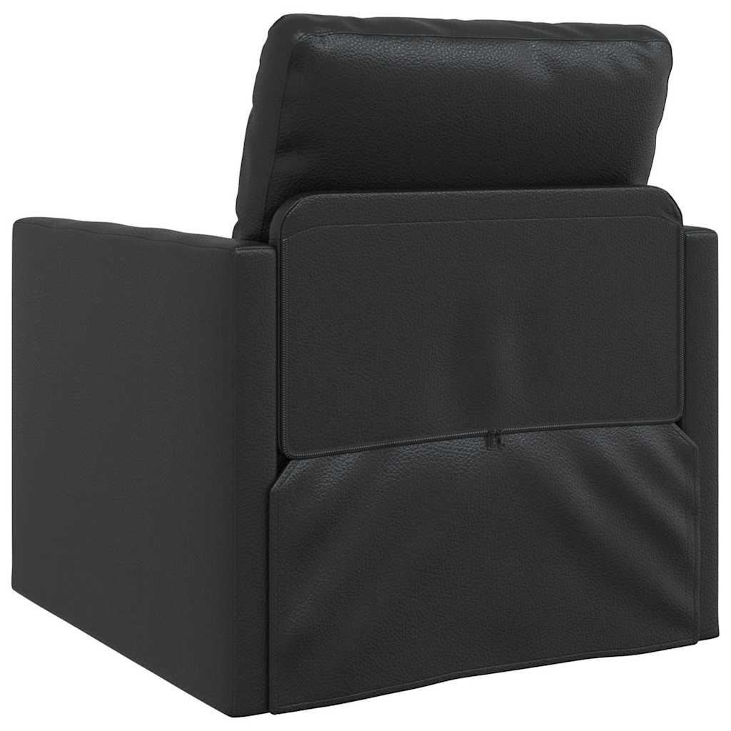 Sofá-cama de chão Preto 74 x 77 x 81 cm Couro sintético